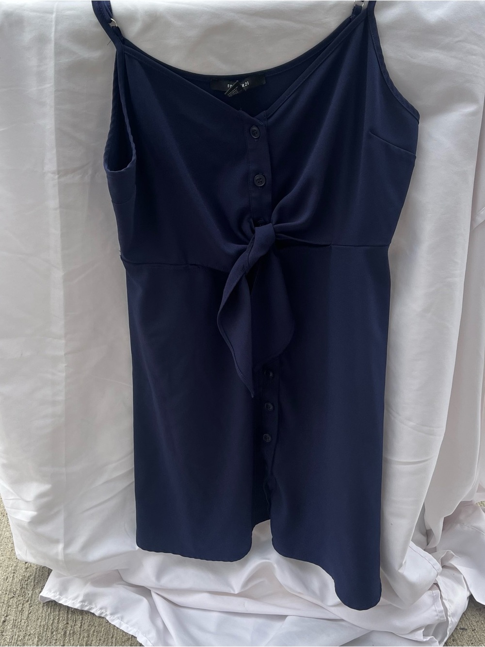 Forever 21 Navy Tie-Front Spaghetti Strap Mini Dress